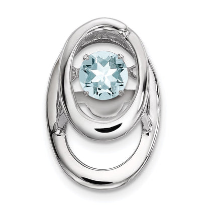 Sterlingsilber Rhodium Aquamarin Geburtsstein Lebhaft Kette Anhänger