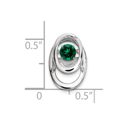 Sterlingsilber Rhodium Erzeugt Smaragd Geburtsstein Lebhaft Kette Anhänger