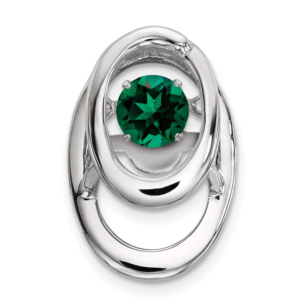 Sterlingsilber Rhodium Erzeugt Smaragd Geburtsstein Lebhaft Kette Anhänger