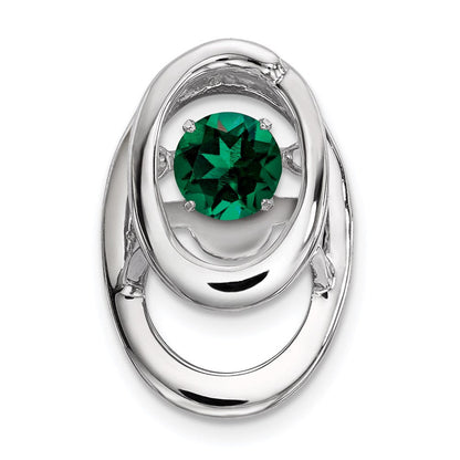 Sterlingsilber Rhodium Erzeugt Smaragd Geburtsstein Lebhaft Kette Anhänger