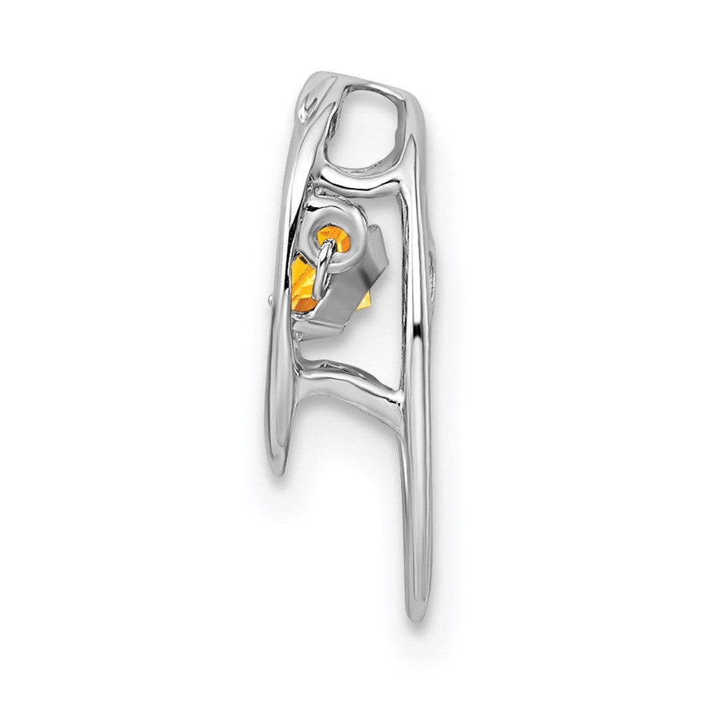 Sterlingsilber Rhodium Citrin Geburtsstein Lebhaft Kette Anhänger