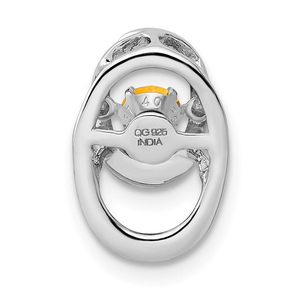 Sterlingsilber Rhodium Citrin Geburtsstein Lebhaft Kette Anhänger