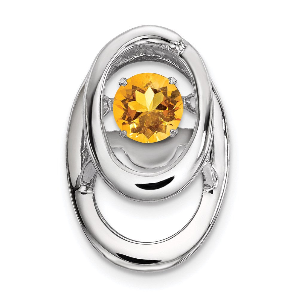 Sterlingsilber Rhodium Citrin Geburtsstein Lebhaft Kette Anhänger