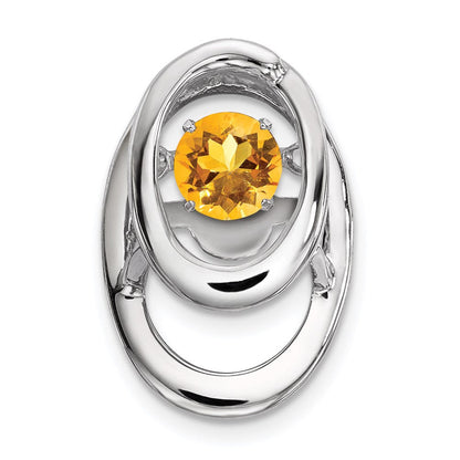 Sterlingsilber Rhodium Citrin Geburtsstein Lebhaft Kette Anhänger