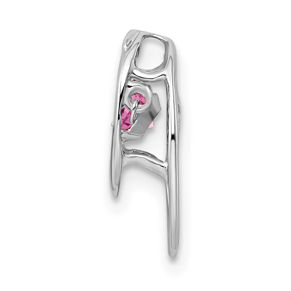 Sterlingsilber Rhodiniert Rosa Zirkonia Geburtsstein Lebhaft Kette Anhänger