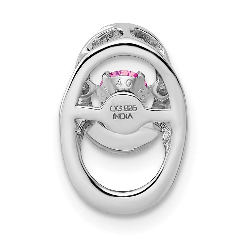 Sterlingsilber Rhodiniert Rosa Zirkonia Geburtsstein Lebhaft Kette Anhänger