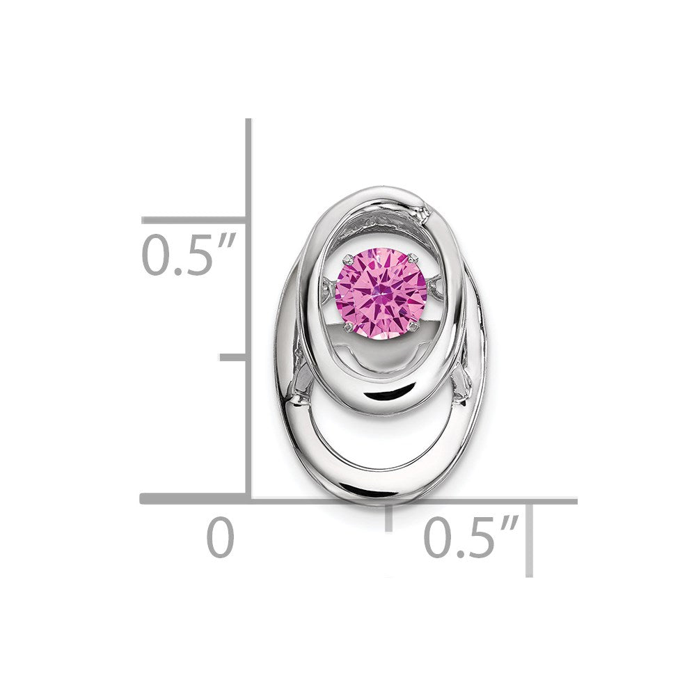 Sterlingsilber Rhodiniert Rosa Zirkonia Geburtsstein Lebhaft Kette Anhänger