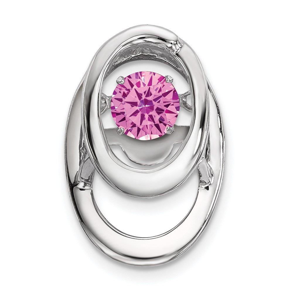 Sterlingsilber Rhodiniert Rosa Zirkonia Geburtsstein Lebhaft Kette Anhänger