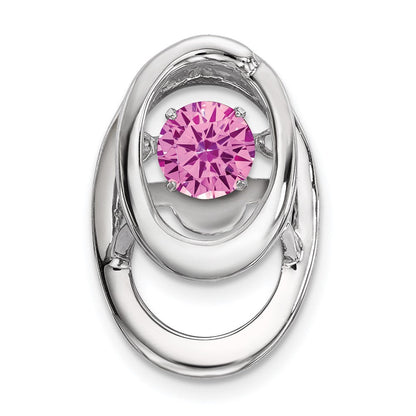 Sterlingsilber Rhodiniert Rosa Zirkonia Geburtsstein Lebhaft Kette Anhänger