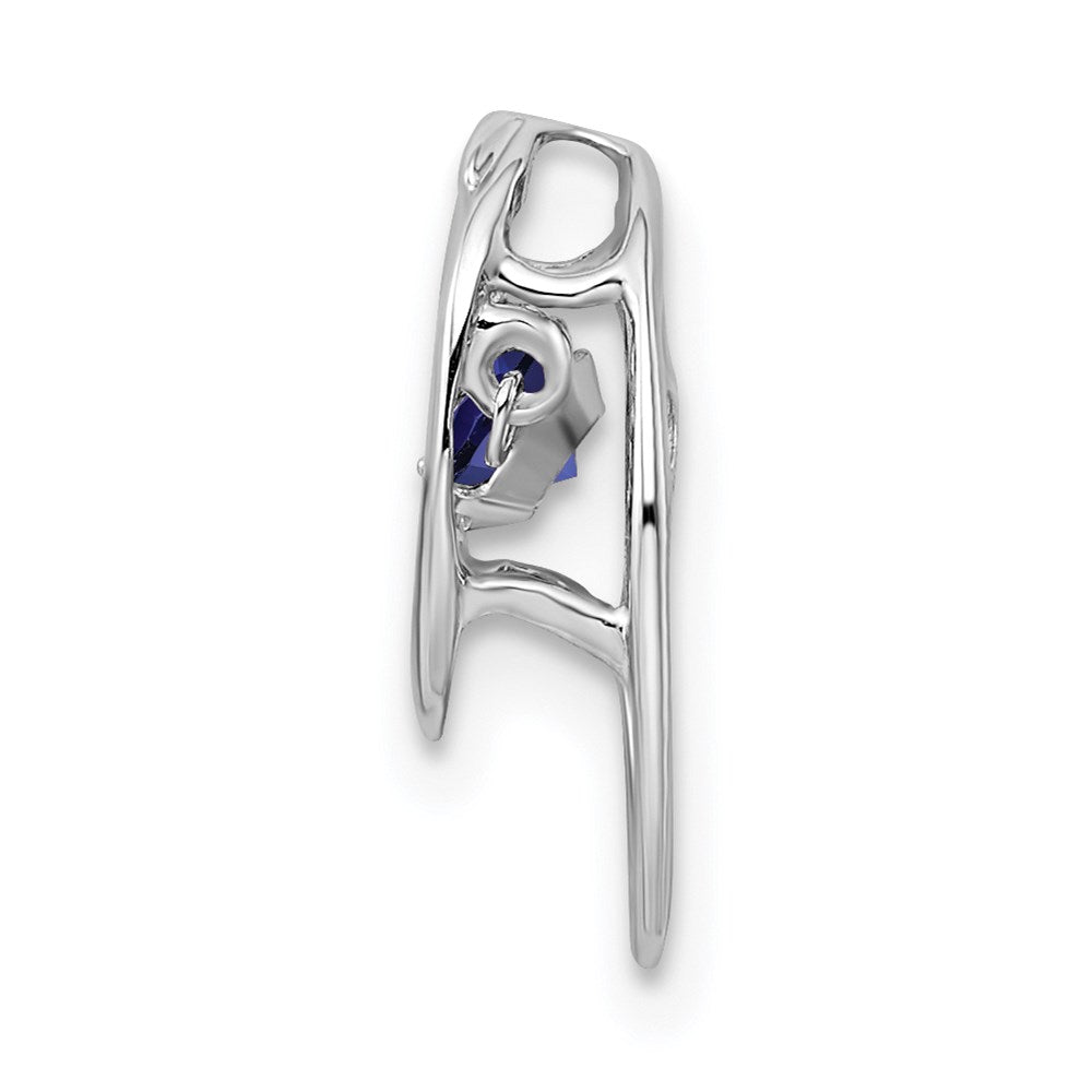 Sterlingsilber Rhodium Erzeugt Saphir Geburtsstein Lebhaft Kette Anhänger