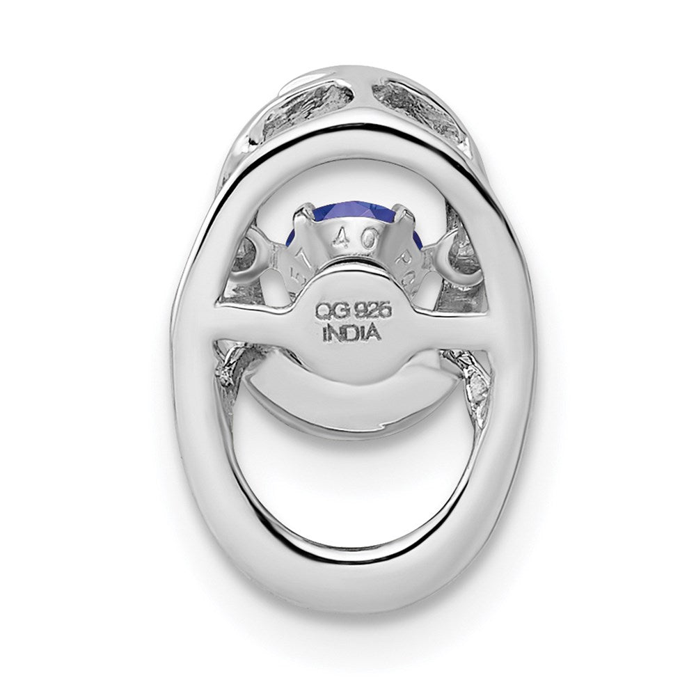 Sterlingsilber Rhodium Erzeugt Saphir Geburtsstein Lebhaft Kette Anhänger