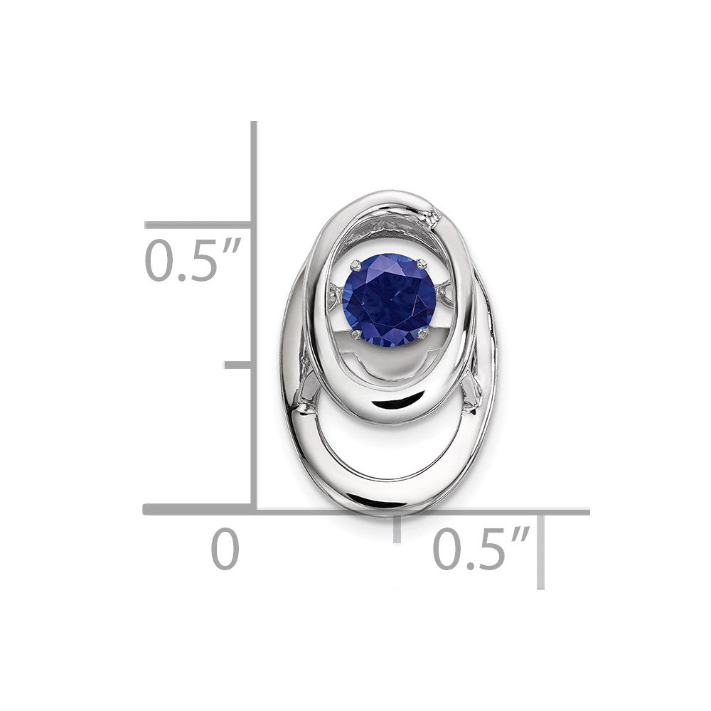 Sterlingsilber Rhodium Erzeugt Saphir Geburtsstein Lebhaft Kette Anhänger