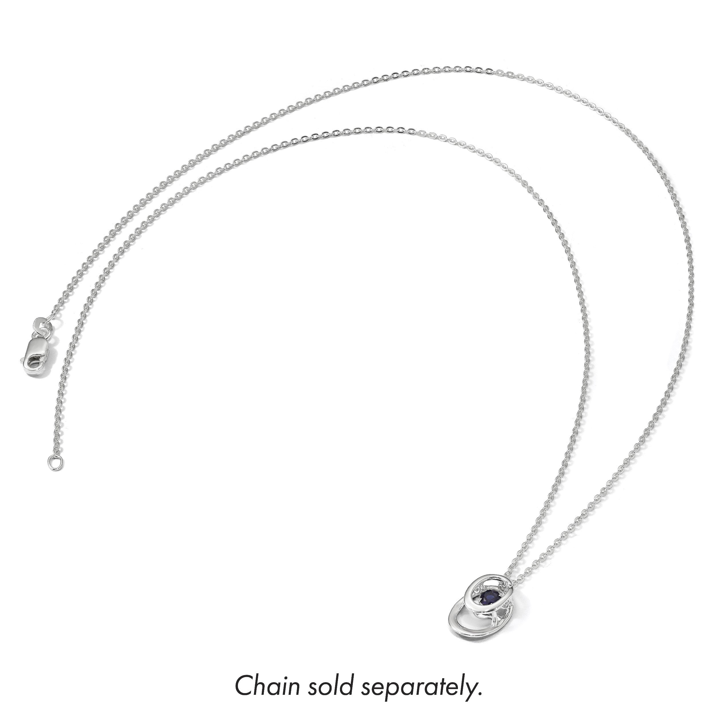 Sterlingsilber Rhodium Erzeugt Saphir Geburtsstein Lebhaft Kette Anhänger