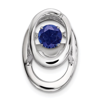 Sterlingsilber Rhodium Erzeugt Saphir Geburtsstein Lebhaft Kette Anhänger