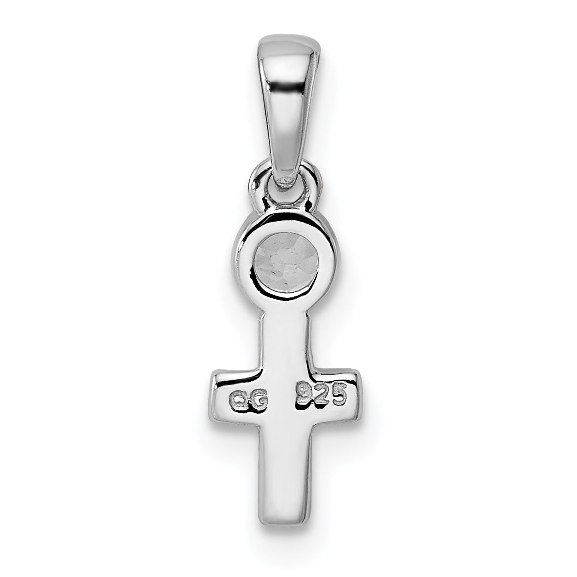 Sterlingsilber Rhodiniert Poliert Aquamarin Kreuz Anhänger