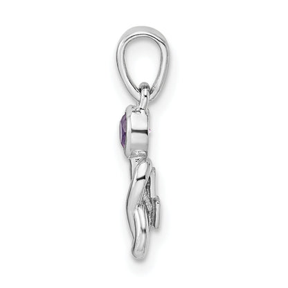Sterlingsilber Rhodiniert Amethyst Unendlichkeit Geburtsstein Anhänger