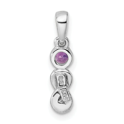 Sterlingsilber Rhodiniert Amethyst Unendlichkeit Geburtsstein Anhänger