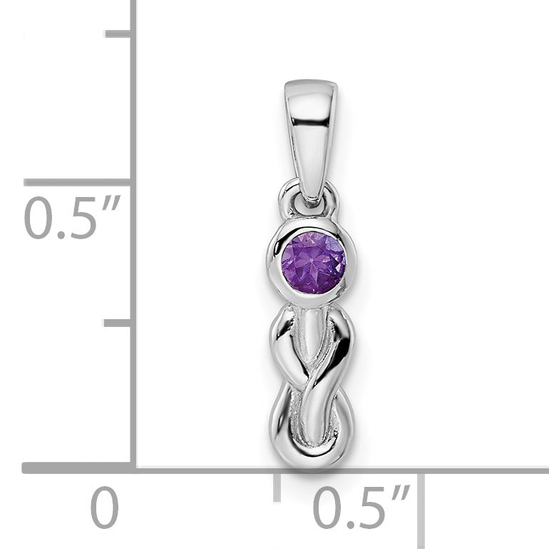 Sterlingsilber Rhodiniert Amethyst Unendlichkeit Geburtsstein Anhänger