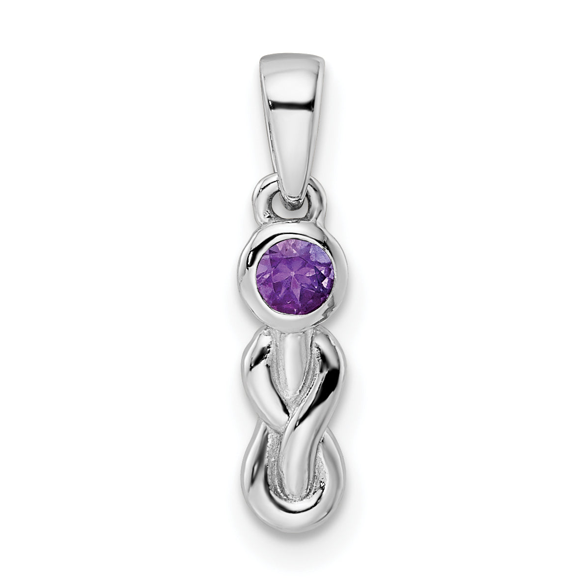 Sterlingsilber Rhodiniert Amethyst Unendlichkeit Geburtsstein Anhänger