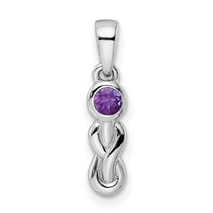 Sterlingsilber Rhodiniert Amethyst Unendlichkeit Geburtsstein Anhänger