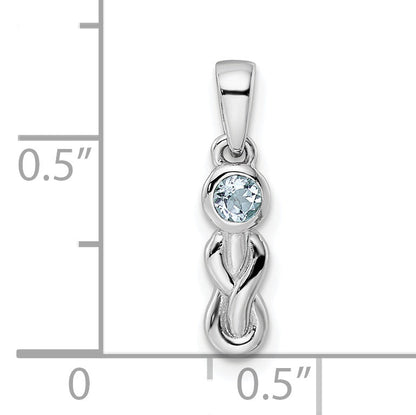 Sterlingsilber Rhodiniert Aquamarin Unendlichkeit Geburtsstein Anhänger