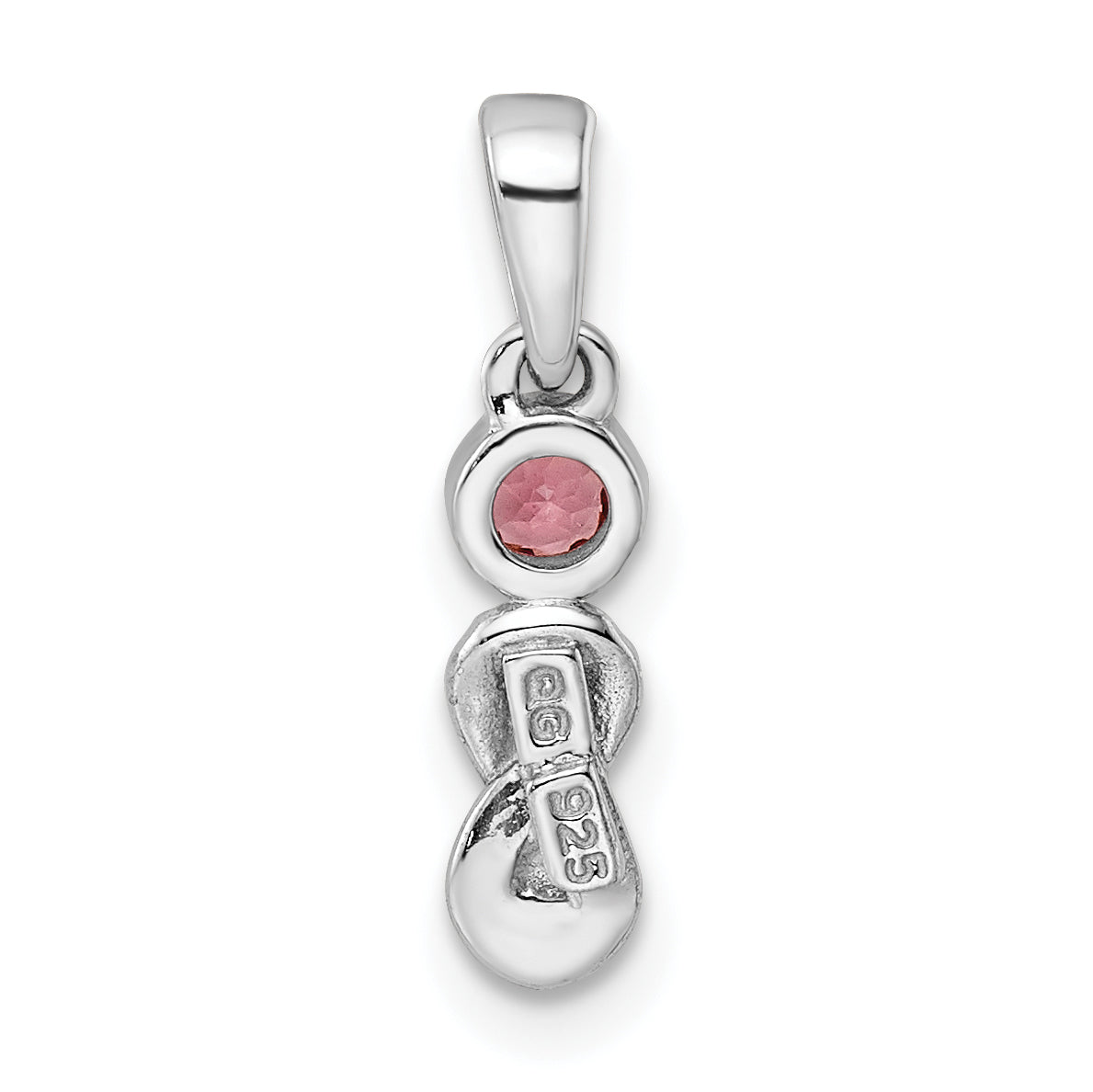 Sterlingsilber Rhodiniert Rosa Turmalin Unendlichkeit Geburtsstein Anhänger