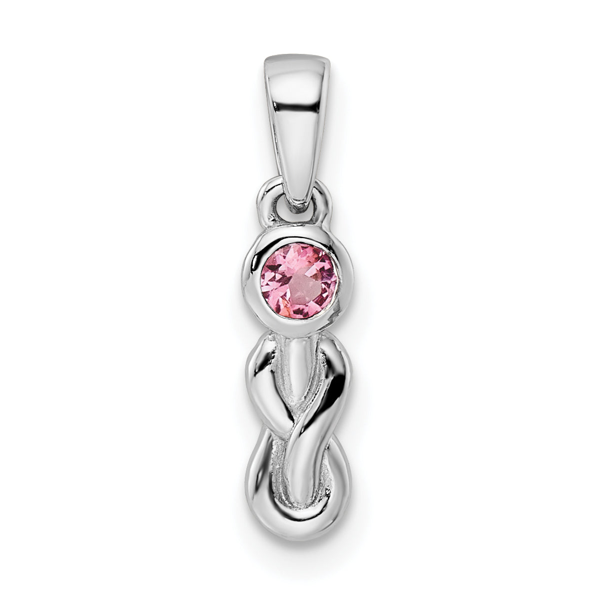 Sterlingsilber Rhodiniert Rosa Turmalin Unendlichkeit Geburtsstein Anhänger