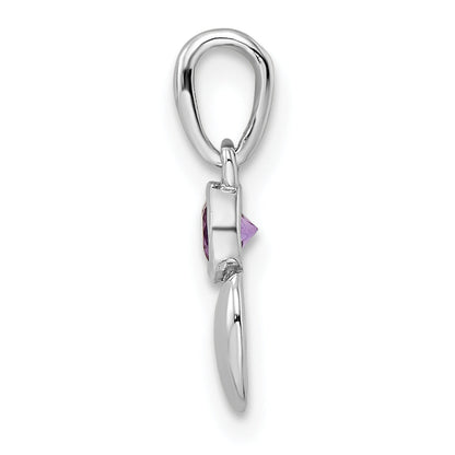 Sterlingsilber Rhodiniert Poliert Amethyst Herz Anhänger