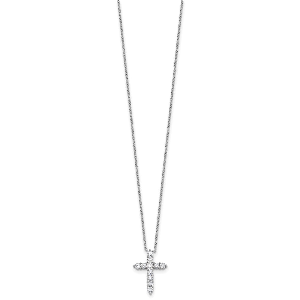 Sterlingsilber Rhodiniert Zirkonia April Geburtsstein Kreuz 16 Zoll mit 2 Zoll Verlängerung Halskette