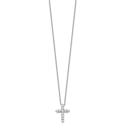 Sterlingsilber Rhodiniert Zirkonia April Geburtsstein Kreuz 16 Zoll mit 2 Zoll Verlängerung Halskette