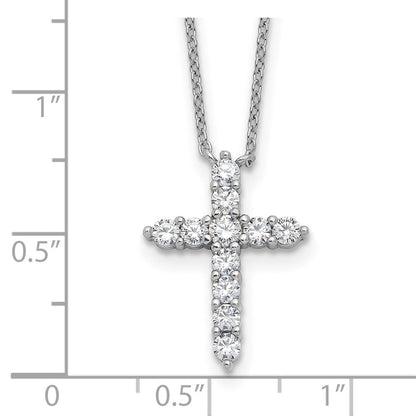 Sterlingsilber Rhodiniert Zirkonia April Geburtsstein Kreuz 16 Zoll mit 2 Zoll Verlängerung Halskette