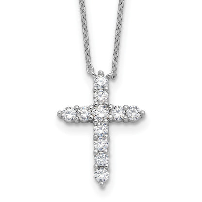 Sterlingsilber Rhodiniert Zirkonia April Geburtsstein Kreuz 16 Zoll mit 2 Zoll Verlängerung Halskette