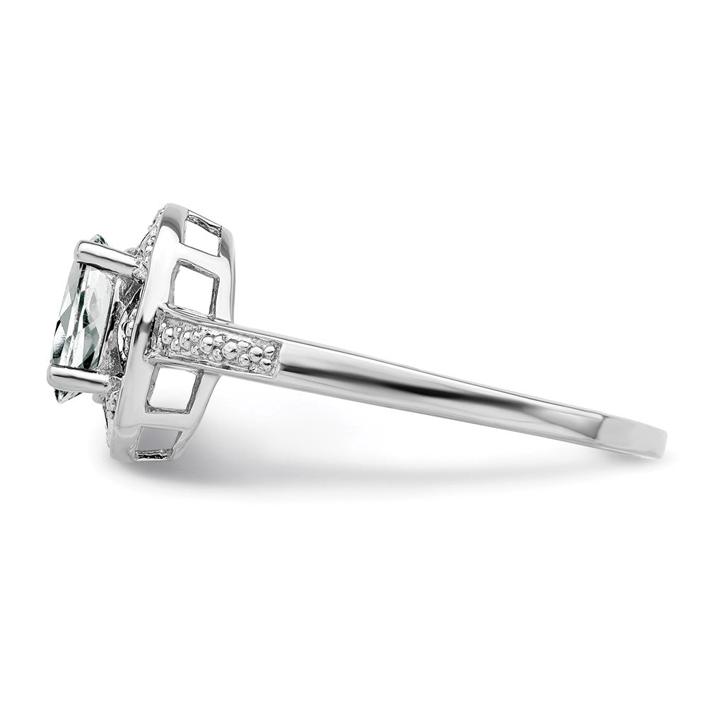 Sterlingsilber Rhodiniert Diamant. & Weiß Topas Ring