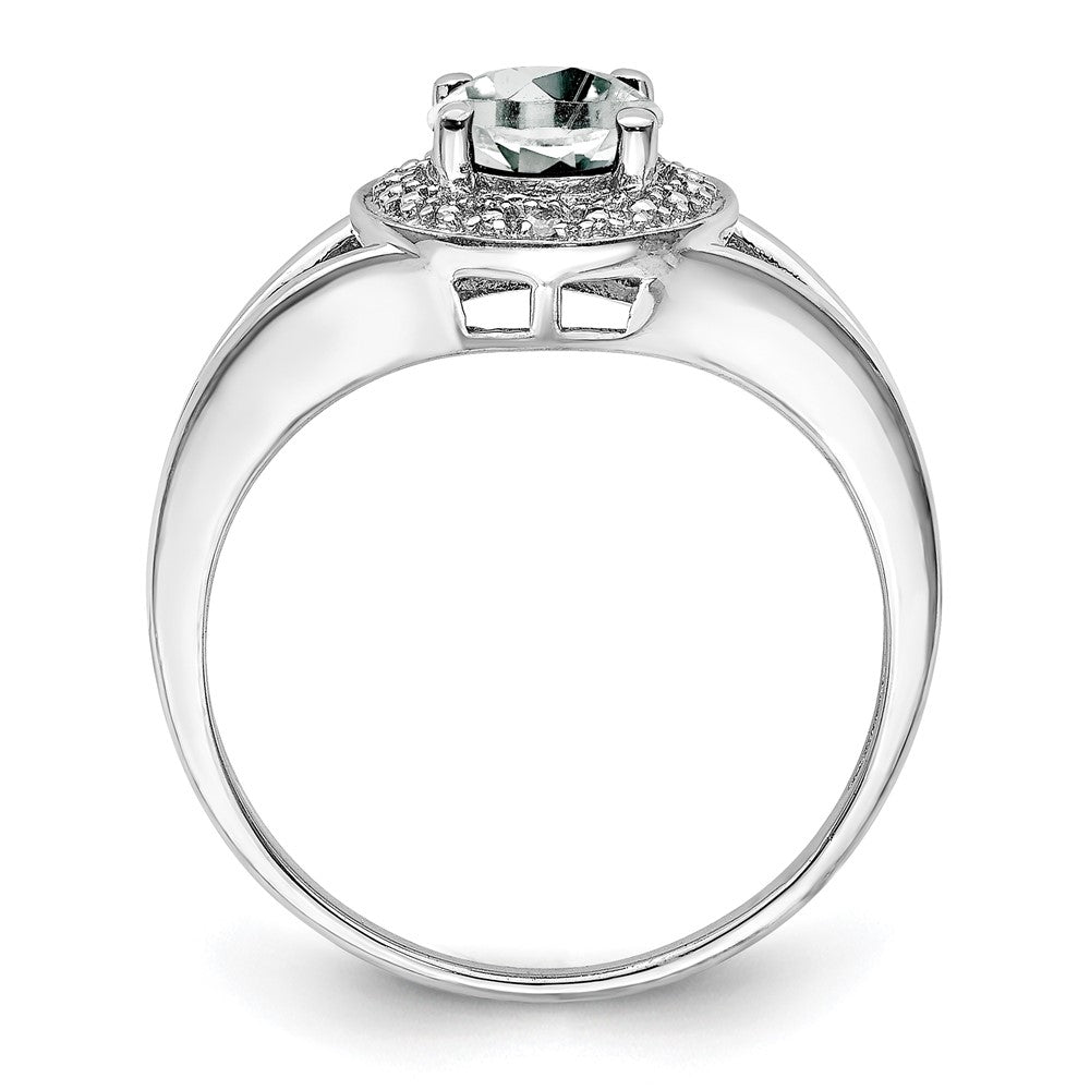 Sterlingsilber Rhodiniert Diamant. & Weiß Topas Ring