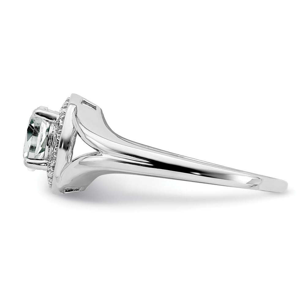 Sterlingsilber Rhodiniert Diamant. & Weiß Topas Ring