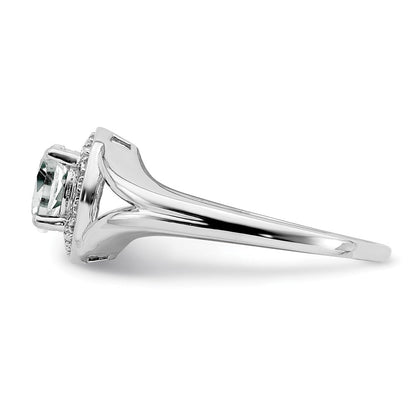 Sterlingsilber Rhodiniert Diamant. & Weiß Topas Ring