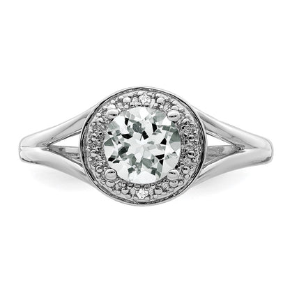 Sterlingsilber Rhodiniert Diamant. & Weiß Topas Ring