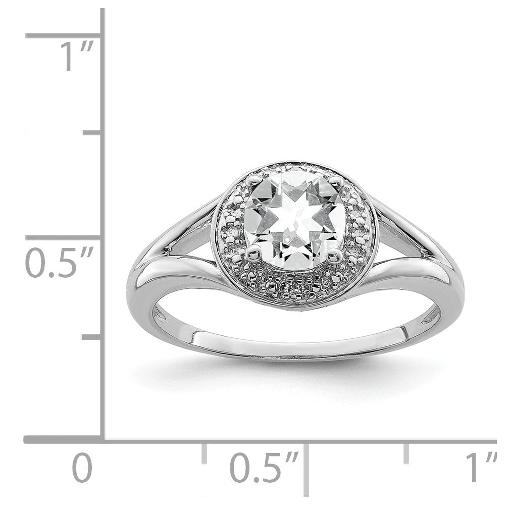 Sterlingsilber Rhodiniert Diamant. & Weiß Topas Ring