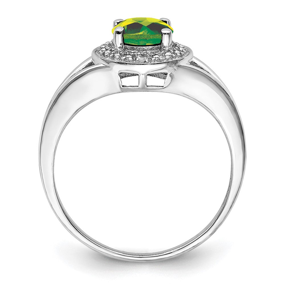 Sterlingsilber Rhodiniert Diamant. & Peridot Ring