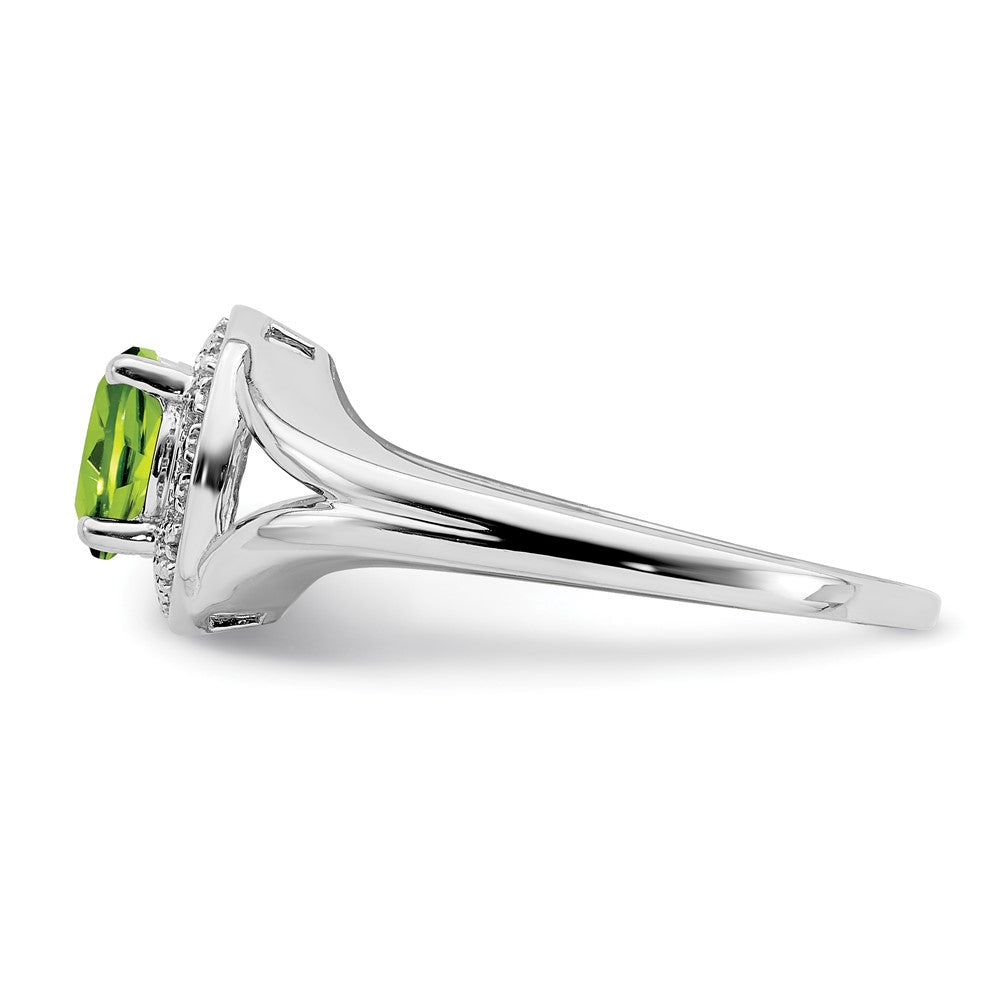 Sterlingsilber Rhodiniert Diamant. & Peridot Ring