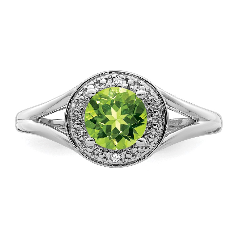 Sterlingsilber Rhodiniert Diamant. & Peridot Ring