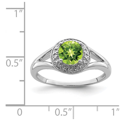 Sterlingsilber Rhodiniert Diamant. & Peridot Ring