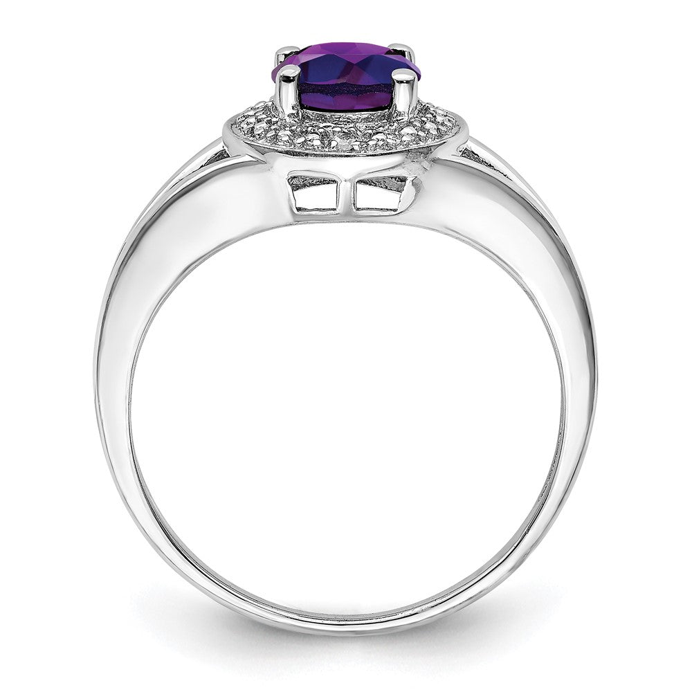 Sterlingsilber Rhodiniert Diamant. & Amethyst Ring