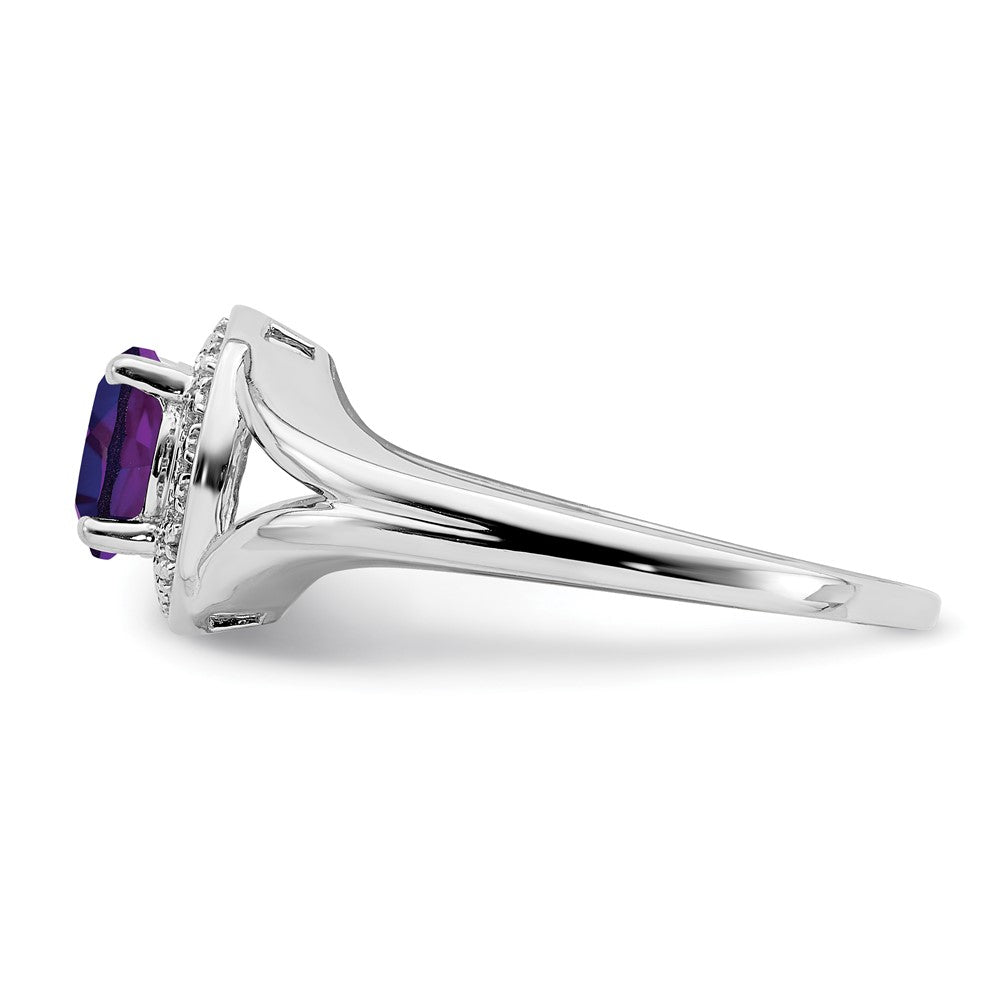 Sterlingsilber Rhodiniert Diamant. & Amethyst Ring