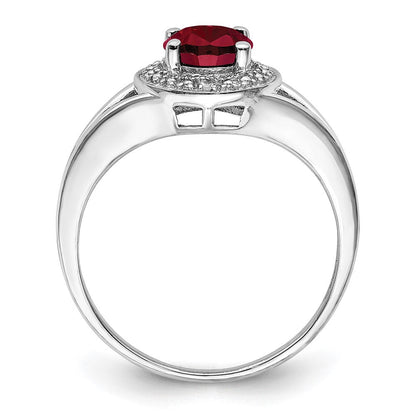 Sterlingsilber Rhodiniert Diamant. & Erzeugt Rubin Ring