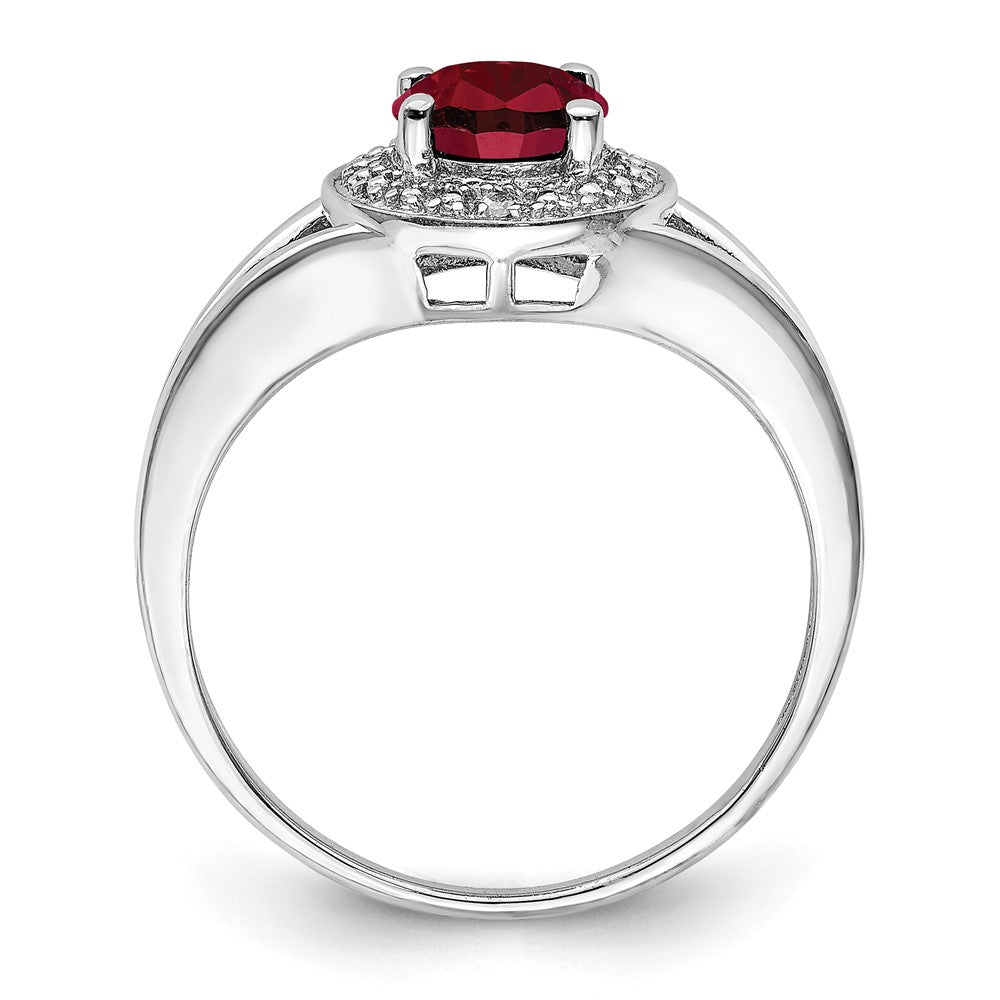 Sterlingsilber Rhodiniert Diamant. & Erzeugt Rubin Ring
