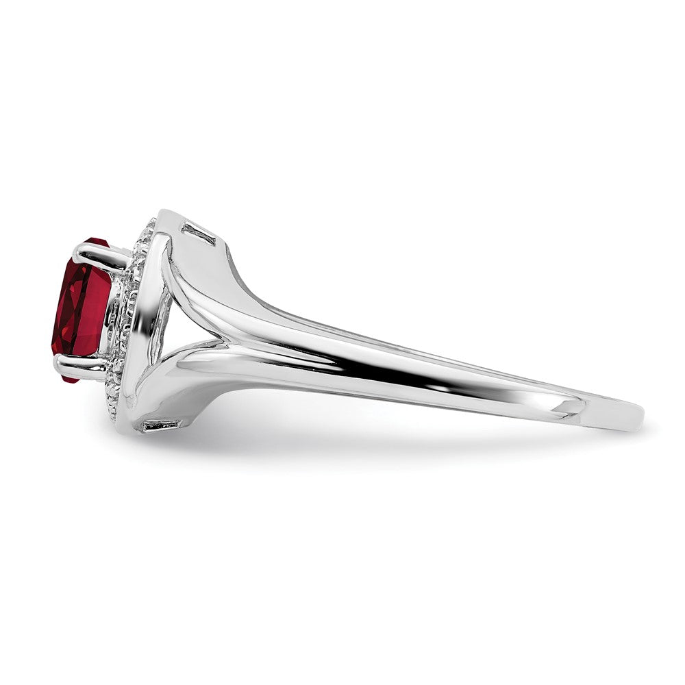 Sterlingsilber Rhodiniert Diamant. & Erzeugt Rubin Ring