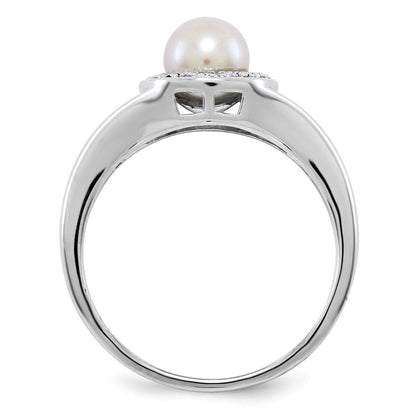 Sterlingsilber Rhodiniert Diamant. & Fw Zuchtperle Ring