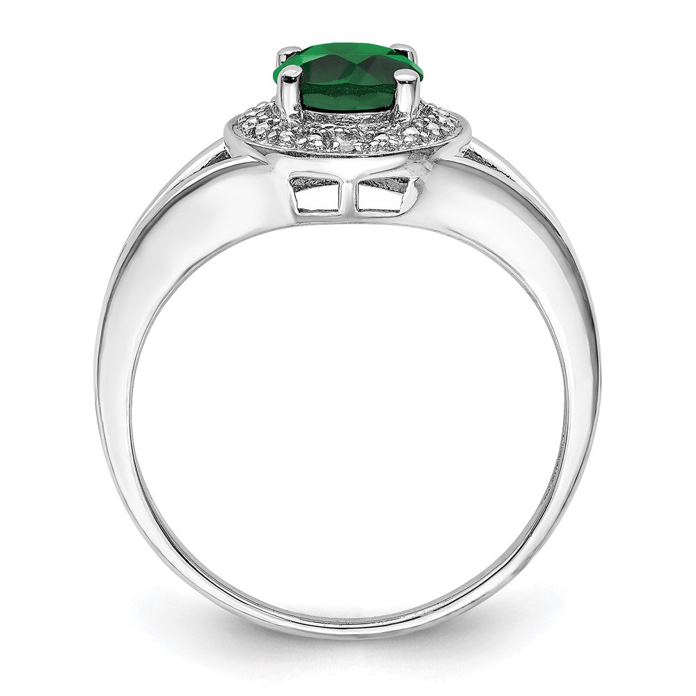 Sterlingsilber Rhodiniert Diamant. & Erzeugt Smaragd Ring