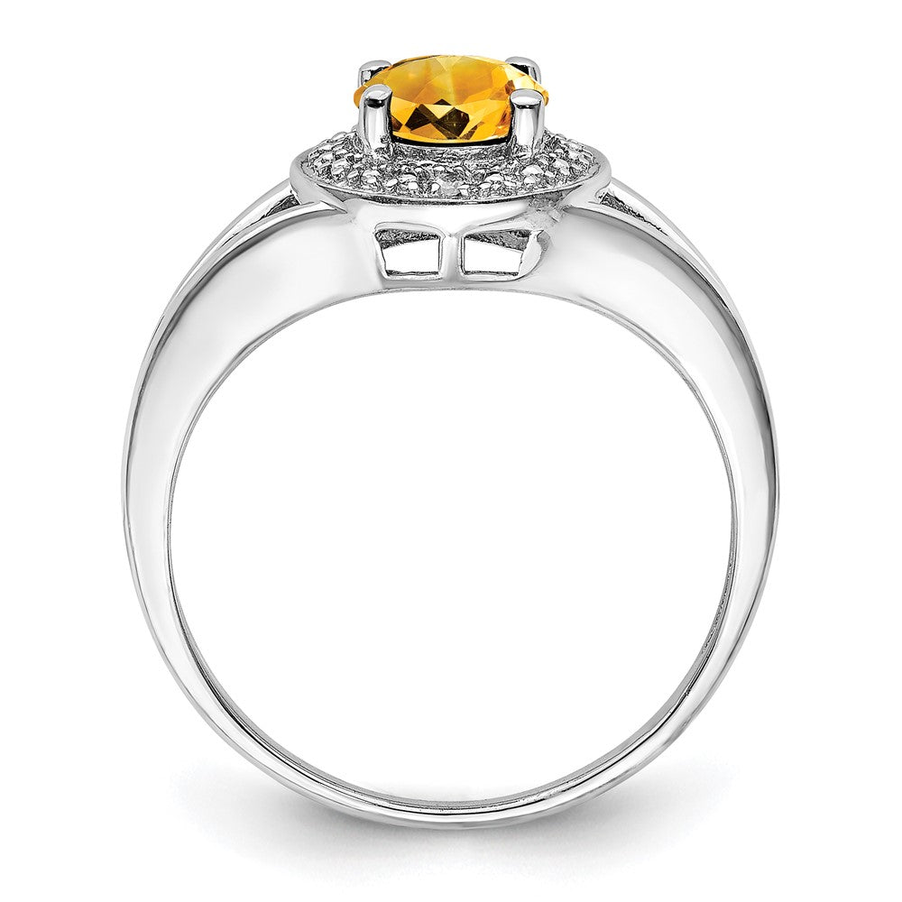Sterlingsilber Rhodiniert Diamant. & Citrin Ring